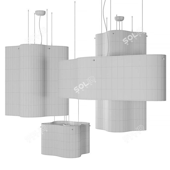 White Fiberglass Nuvola Baxter Chandelier 3D model image 5