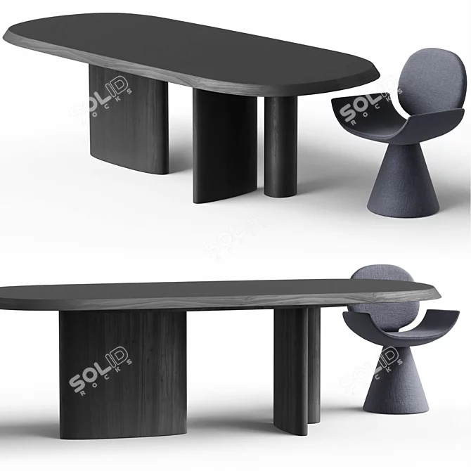 Customizable Padiglioni Table and Youpi Chair 3D model image 2