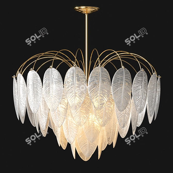 Feather Glass LED Pendant Chandelier 3D model image 1