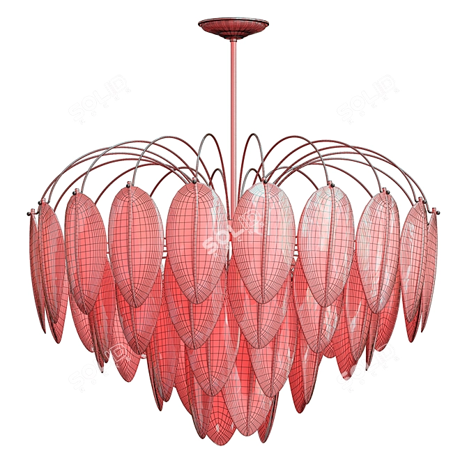 Feather Glass LED Pendant Chandelier 3D model image 3