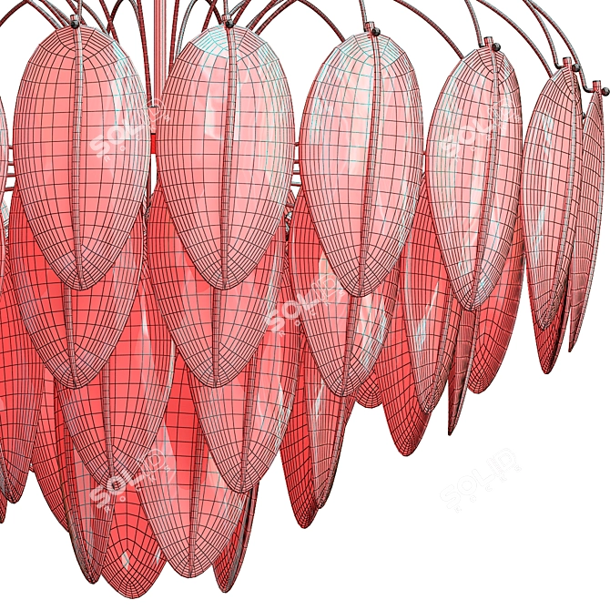 Feather Glass LED Pendant Chandelier 3D model image 4