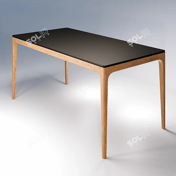 Stylish Oak Dining Table 3D model image 2