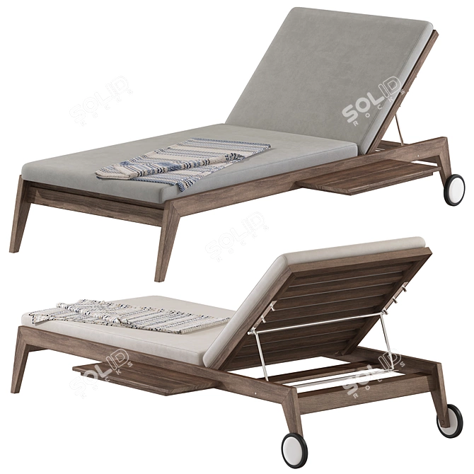 Modern Teak Sun Lounger Design 3D model image 1