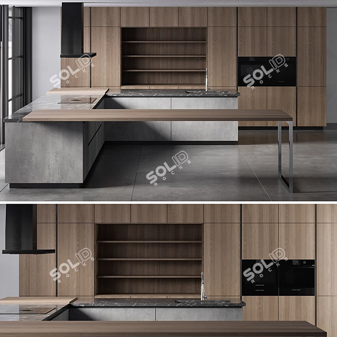 Minimalist Kitchen No.5 Set 3D model image 1