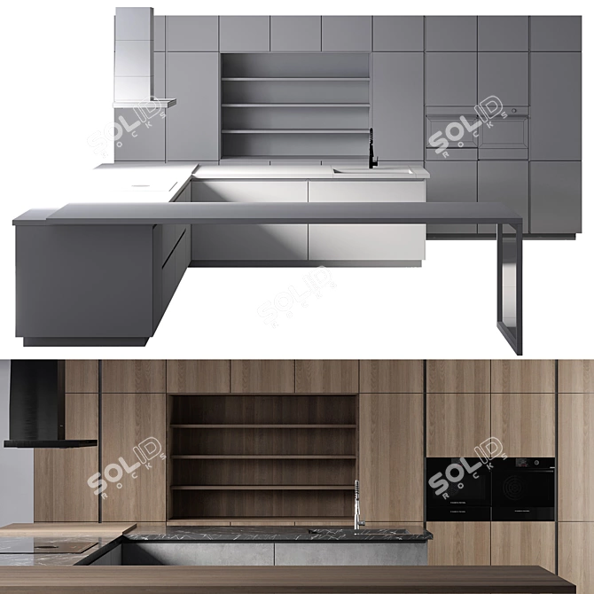 Minimalist Kitchen No.5 Set 3D model image 7