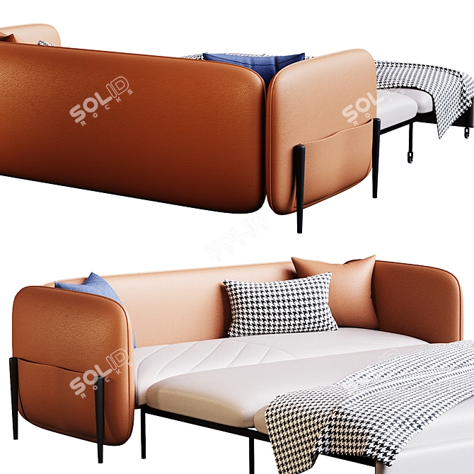 Leath-aire Convertible Sofa Bed Storage 3D model image 2