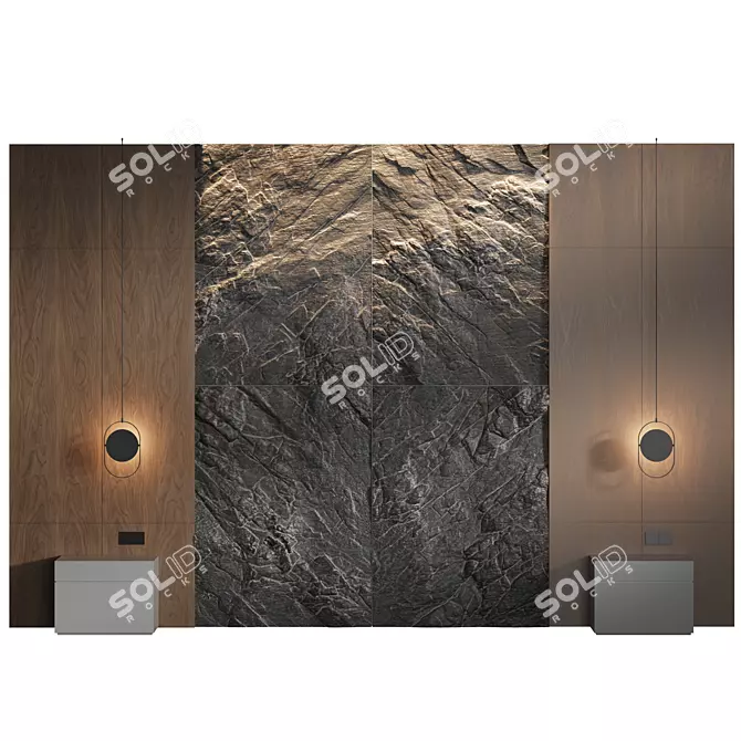 Geometric Stone Headboard Panel 3D model image 2