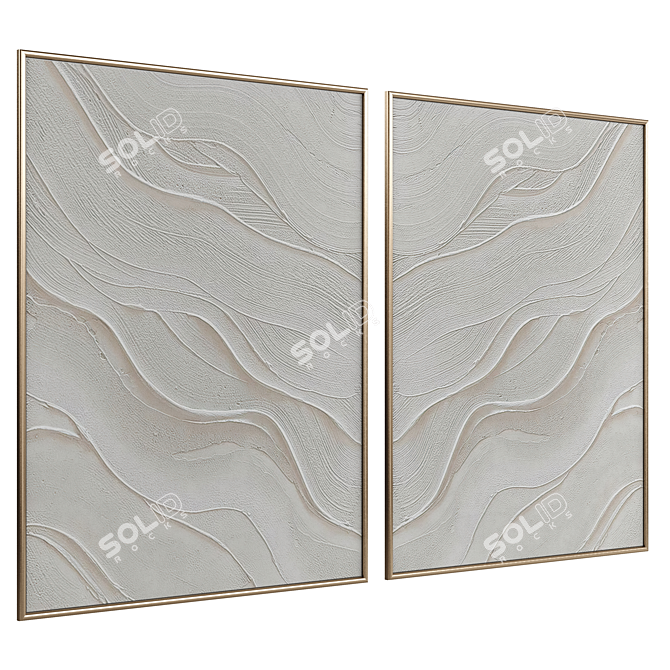 Modern Minimalist Abstract Painting Duo 3D model image 3