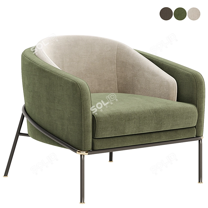 Elegant Fil Noir Armchair Collection 3D model image 2