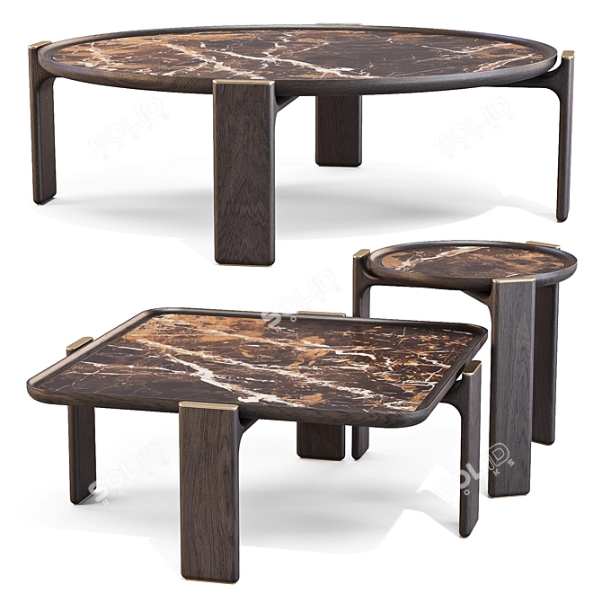 Italian Designer DUO Coffee Tables 3D model image 1