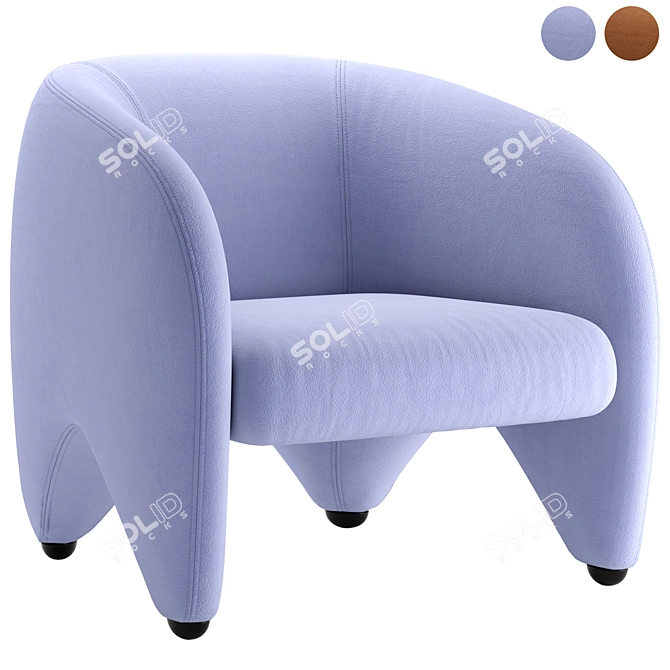 Yuzu Modern Armchair 3D Model 3D model image 1