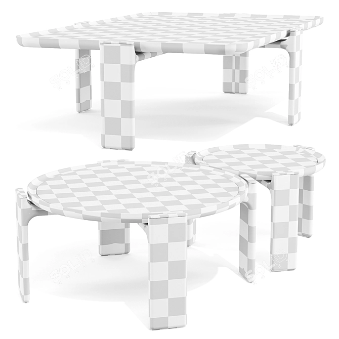 Luxury DUO Coffee Tables Set 3D model image 3