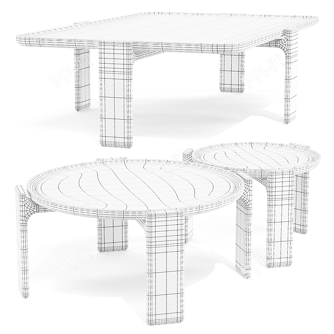 Luxury DUO Coffee Tables Set 3D model image 4