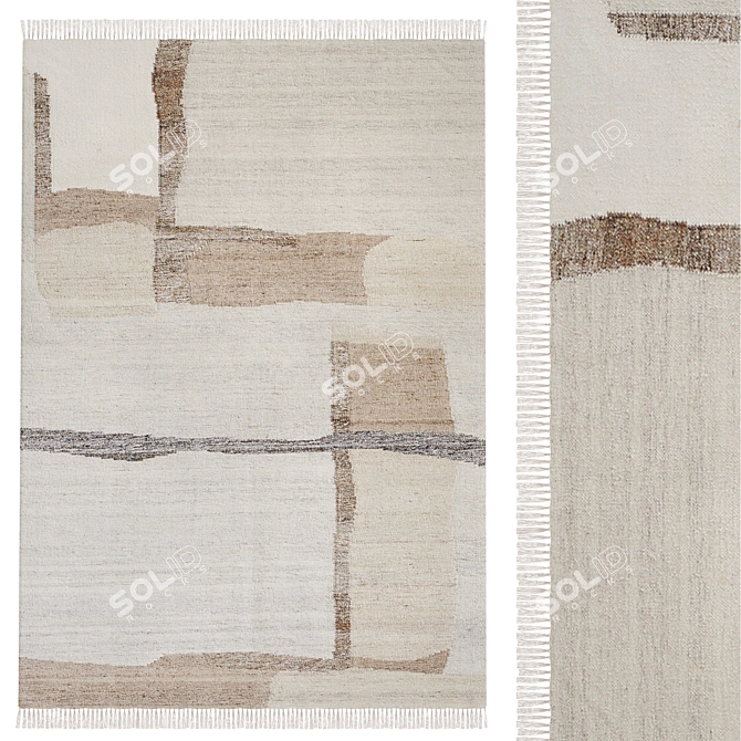 Abstract Wool & Cotton Rug 3D model image 1