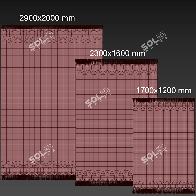 Abstract Wool & Cotton Rug 3D model image 5