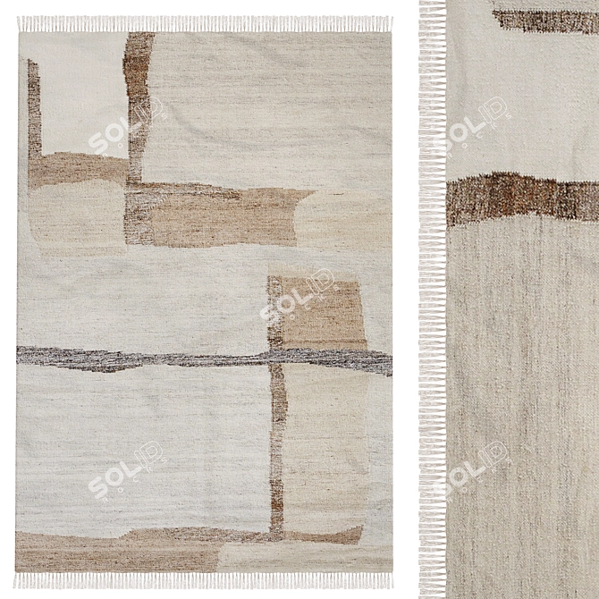 Abstract Wool & Cotton Rug 3D model image 7