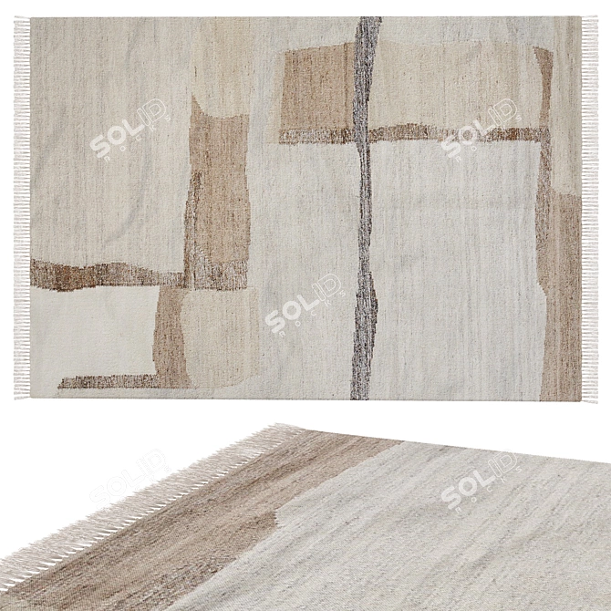 Abstract Wool & Cotton Rug 3D model image 11