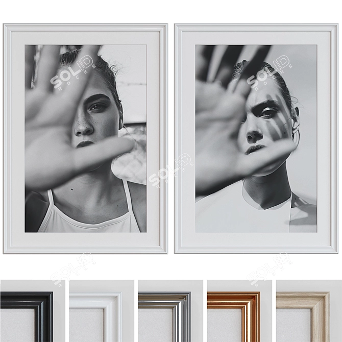 Classic Style Portrait Photo Frame Set 3D model image 1