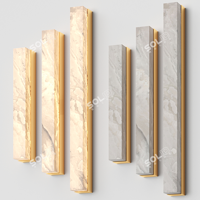 Elegant Marble Wall Lamp Set 3D model image 1