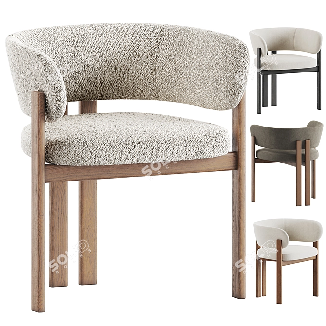 Bay Dining Chair Armrest Wood 3D model image 3