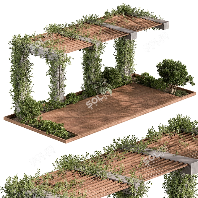 Rustic Arbor with Lush Vines 3D model image 1