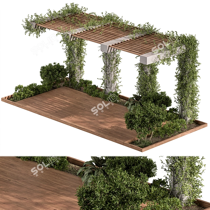 Rustic Arbor with Lush Vines 3D model image 2