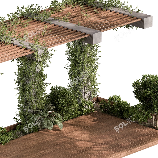 Rustic Arbor with Lush Vines 3D model image 3