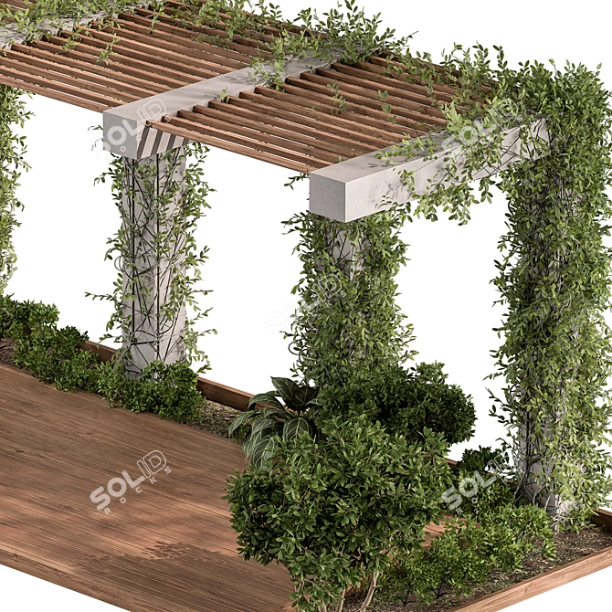 Rustic Arbor with Lush Vines 3D model image 4