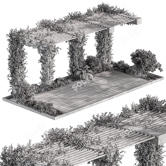 Rustic Arbor with Lush Vines 3D model image 5