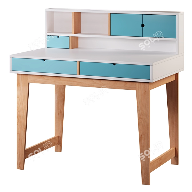 Kids Desk Set Oslo White 3D model image 2