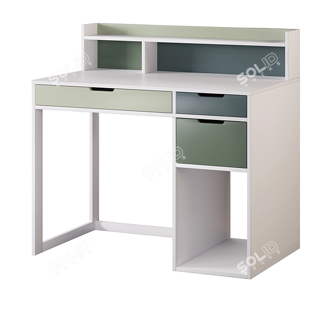 Kids Desk Set Oslo White 3D model image 3