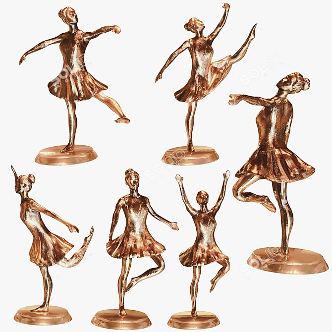 Elegant Dance Sculpture Decor Piece 3D model image 1