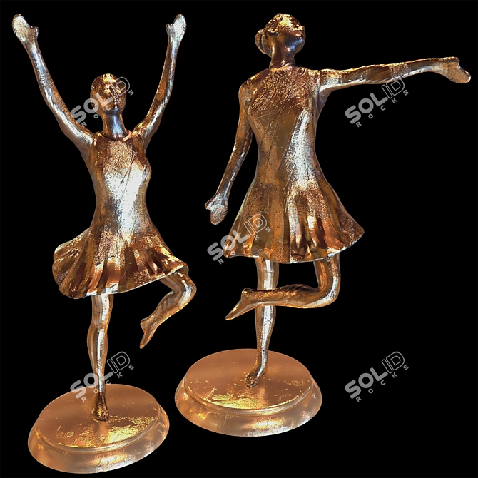 Elegant Dance Sculpture Decor Piece 3D model image 2