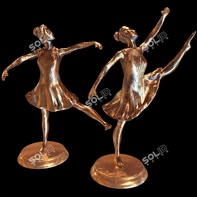 Elegant Dance Sculpture Decor Piece 3D model image 3