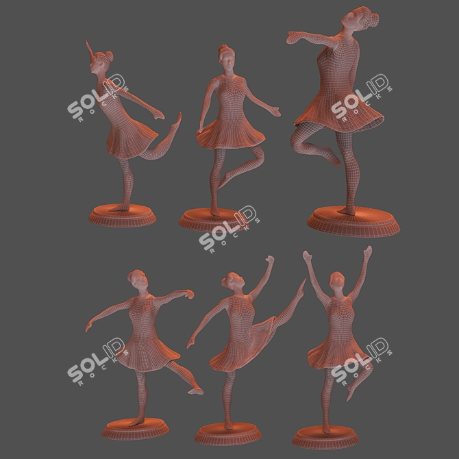 Elegant Dance Sculpture Decor Piece 3D model image 5