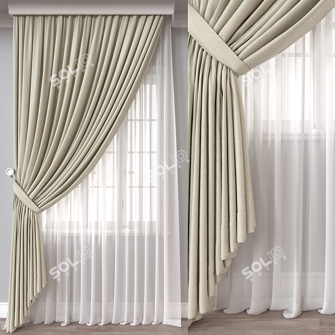  Adjustable Curtain 3D Model 3D model image 1