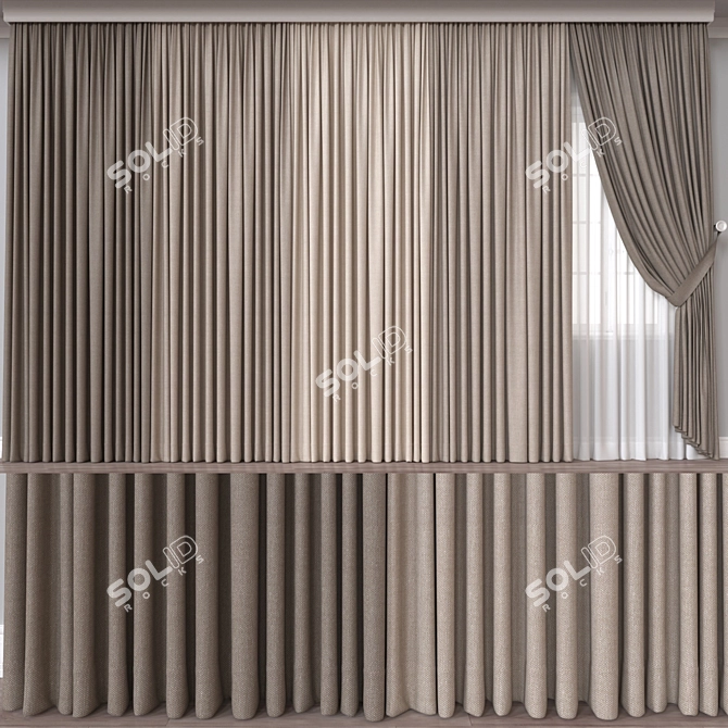  Versatile 3D Curtain Model 3D model image 1