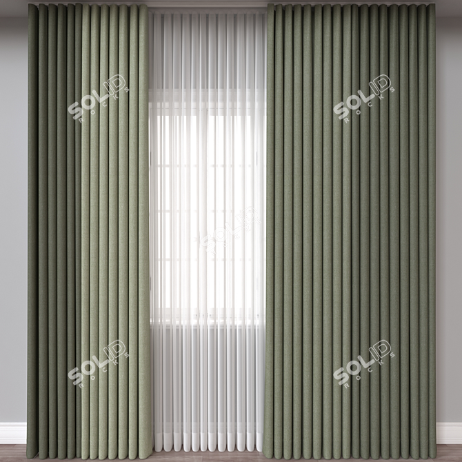 Stylish Curtain 3D Model 3D model image 1