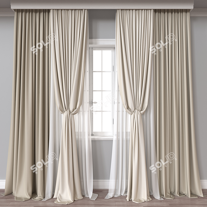 Modern 3D Curtain Model 722 3D model image 1