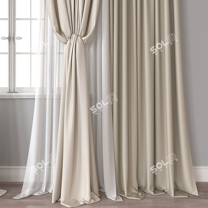 Modern 3D Curtain Model 722 3D model image 2