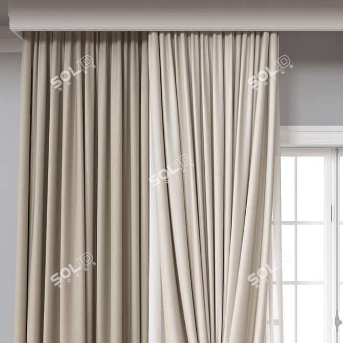 Modern 3D Curtain Model 722 3D model image 3