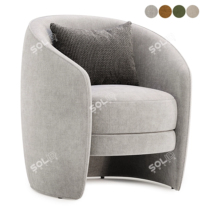 Elegant Fenna Armchair in White 3D model image 4