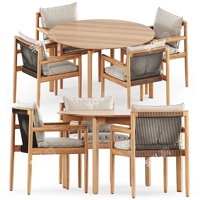 Luxury Dining Set: Saranac Chair & Leaf Table 3D model image 1