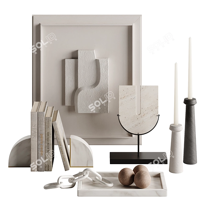 Title: Modern Minimalist Tabletop Decor Set 3D model image 1