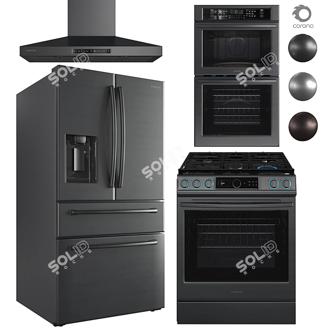 Samsung Kitchen Set in 3 Colors 3D model image 1