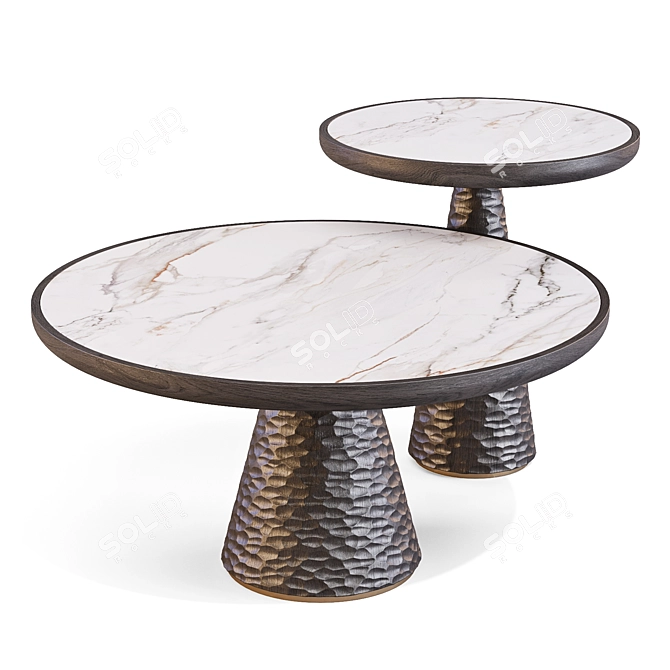 Handcrafted DUO Pedestal Tables 3D model image 1