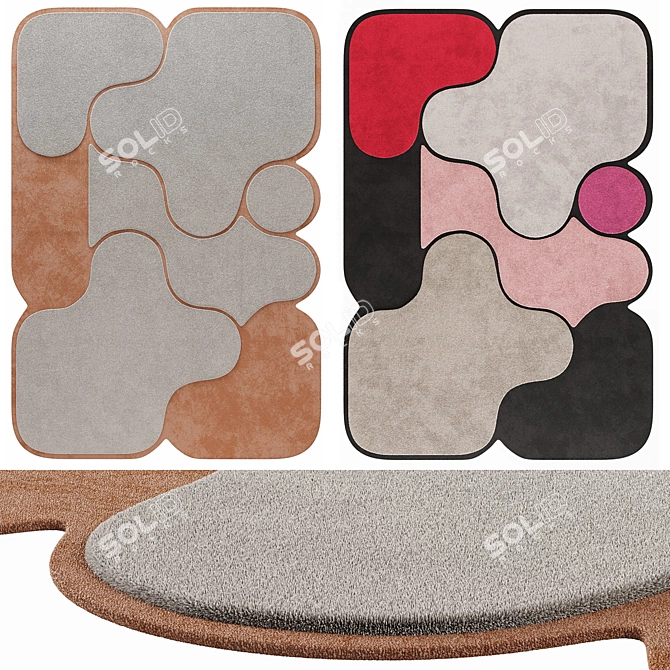 Luxury Displacement Tapis Rugs Set 3D model image 1