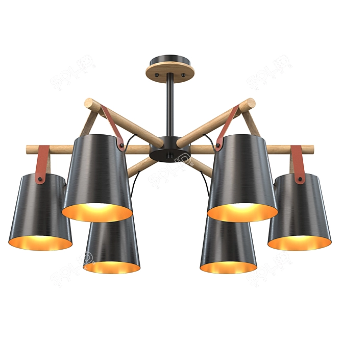 Modern Ceiling Light Fixture, Black 3D model image 1