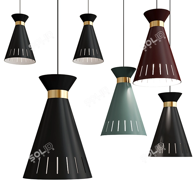 Sleek Noir Cone Pendant 3D model image 1