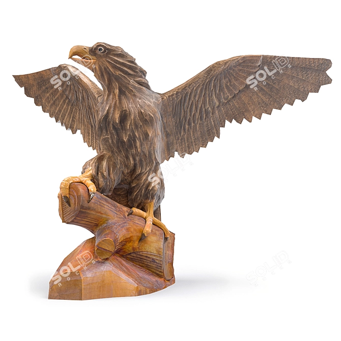 Eagle Wooden Statue Model 3D model image 1